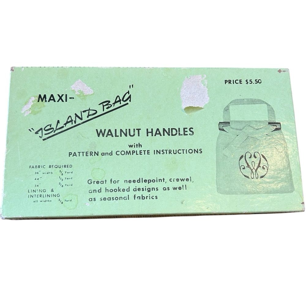Vintage Maxi Island Bag solid walnut handles for purse bag craft rare
